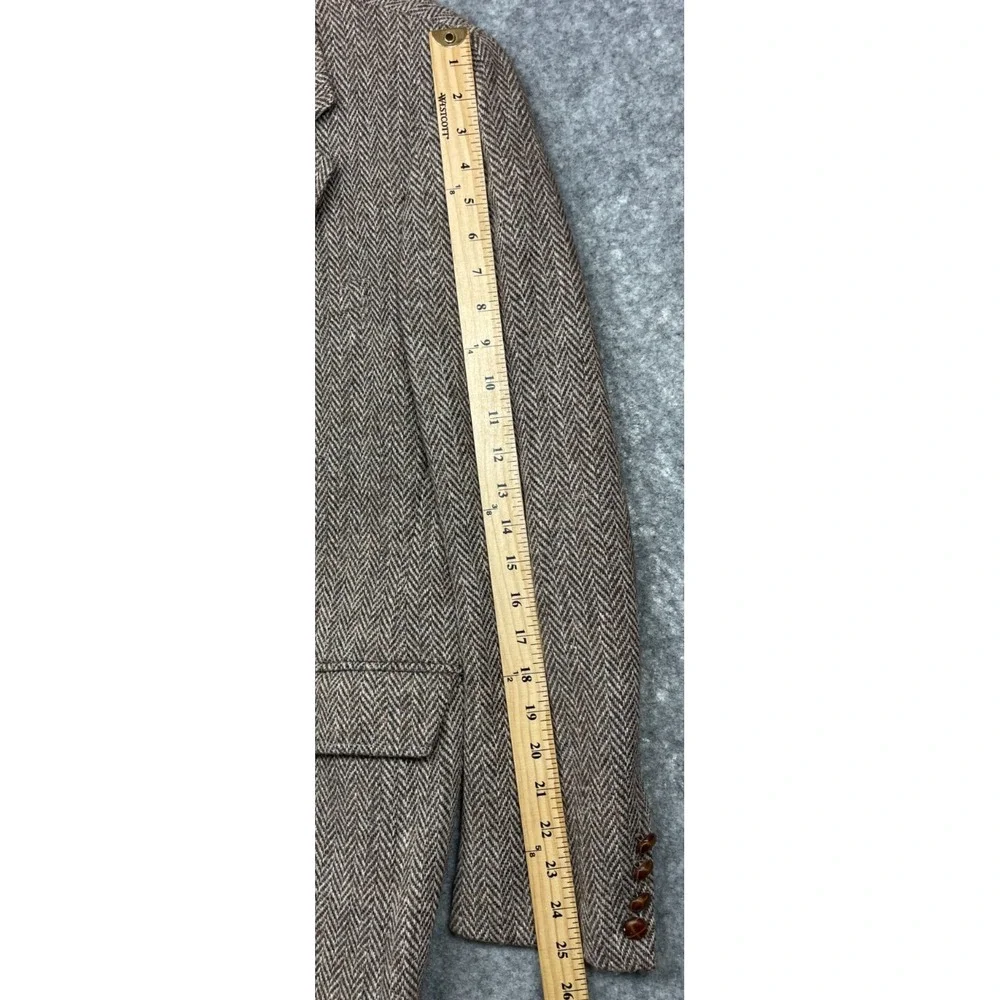Vintage Harris Tweed Blazer Sport Coat Jacket Mens 43 R Brown Herringbone Wool